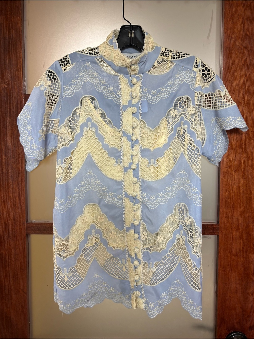 Dream Catcher Crocheted Lace Button Down Blouse